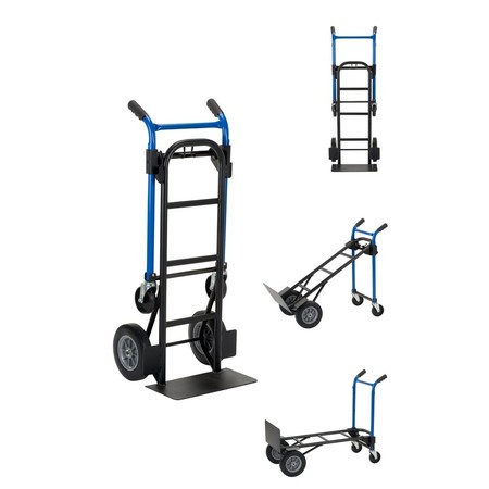 Harper Convertible Hand Truck, 4in1 Qck Chng, 10" Solid Rubber Tires, 800lbs DTC8635P